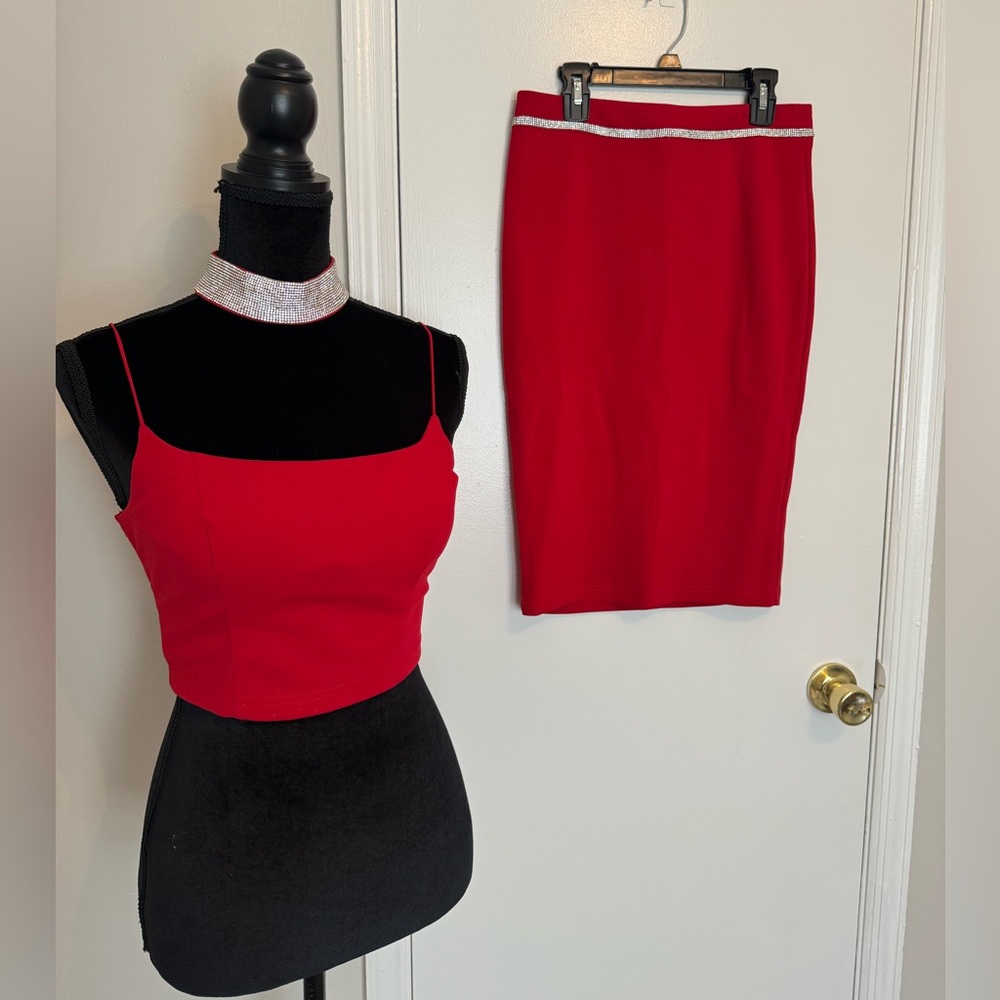 Red Two Piece Set outfit Size Small